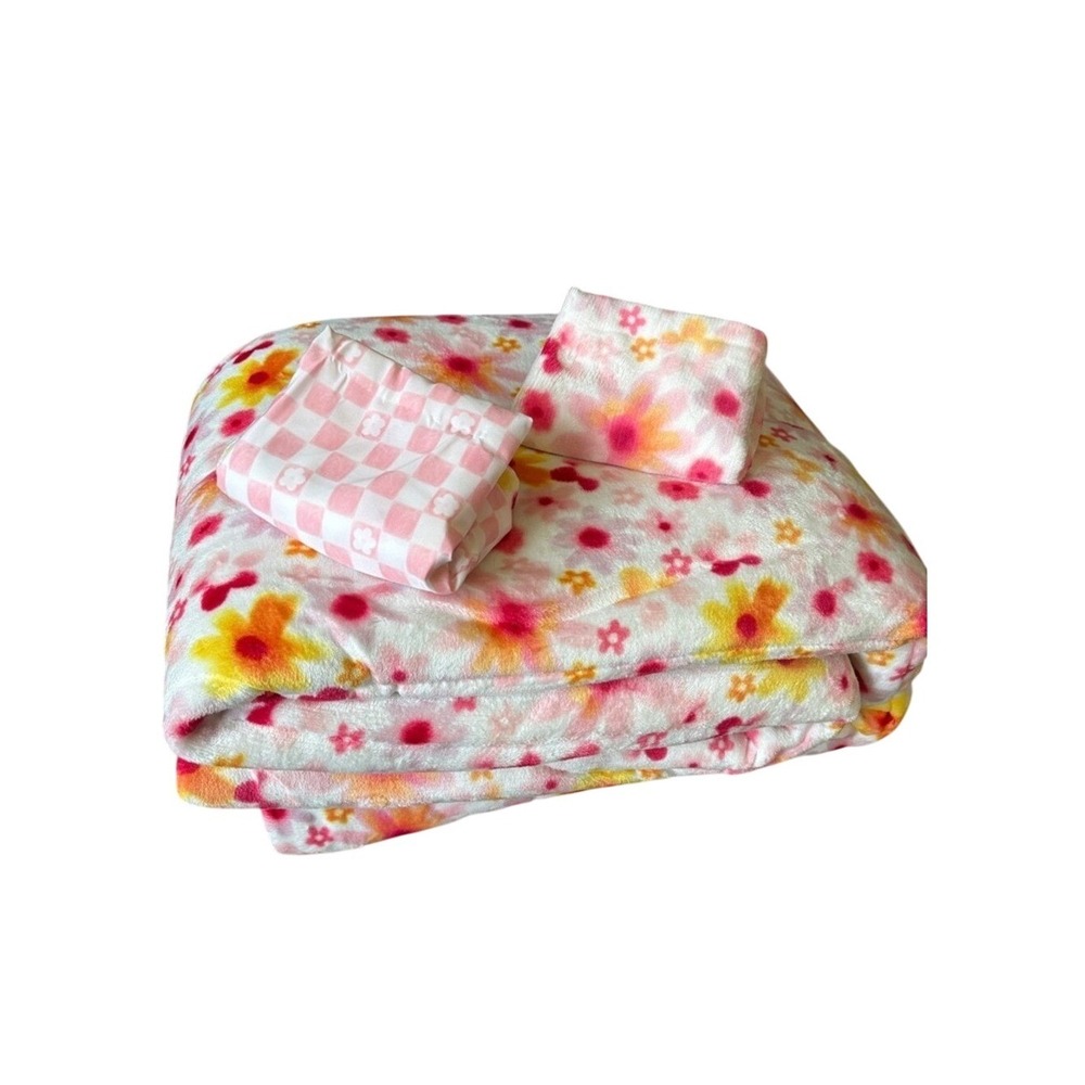 The Big Kids Girls Full/Queen 3 Piece Plush Comforter Set Grace Floral GIFT NEW